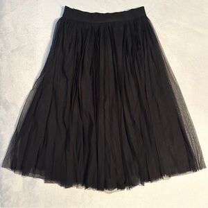 PINKO Black Pleated Tule Tutu Midi Skirt Sz 6 Lined A line Full